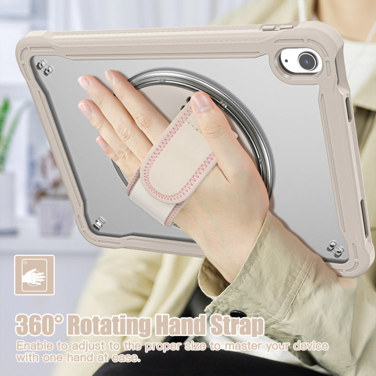 For iPad 2025 / 2022 Heavy Duty Hybrid Tablet Case with Hand Grip & Strap(Khaki) by buy2fix