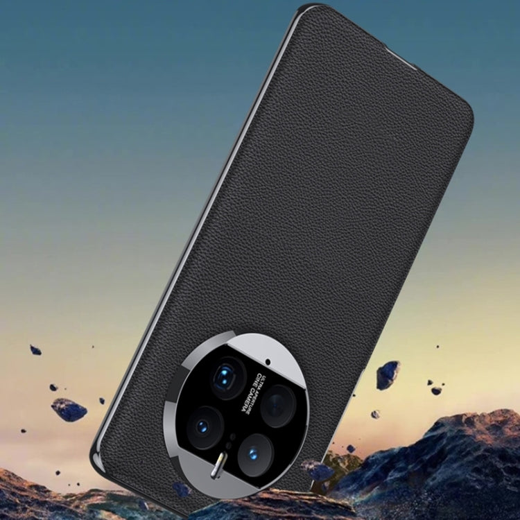 For Huawei Mate 50 GKK Electroplating Leather Surface Phone Case(Black) by GKK