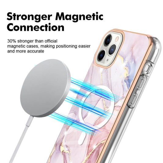 For iPhone 11 Pro Marble Pattern Dual-side IMD Magsafe TPU Phone Case(Rose Gold 005) by buy2fix