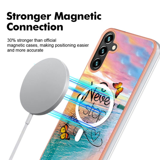For Samsung Galaxy A34 5G Marble Pattern Dual-side IMD Magsafe TPU Phone Case(Dream Butterfly) by buy2fix