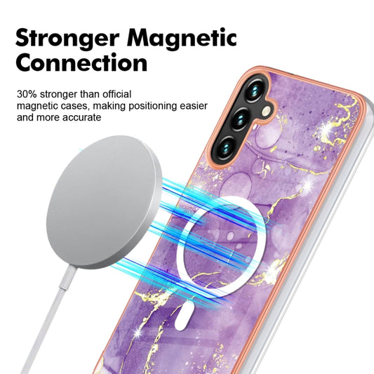 For Samsung Galaxy A54 5G Marble Pattern Dual-side IMD Magsafe TPU Phone Case(Purple 002) by buy2fix