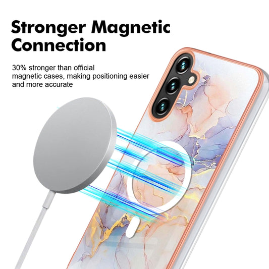 For Samsung Galaxy A54 5G Marble Pattern Dual-side IMD Magsafe TPU Phone Case(White Marble) by buy2fix