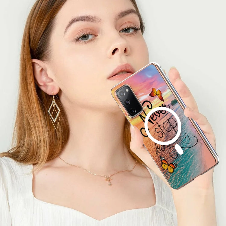 For Samsung Galaxy S20 FE 5G&4G / S20 Lite / S20 Fan Edition Marble Pattern Dual-side IMD Magsafe TPU Phone Case(Dream Butterfly) by buy2fix