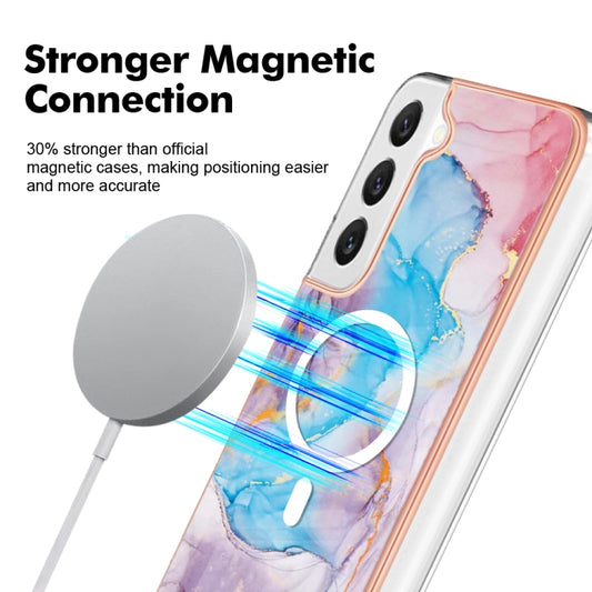 For Samsung Galaxy S22 5G Marble Pattern Dual-side IMD Magsafe TPU Phone Case(Blue Marble) by buy2fix