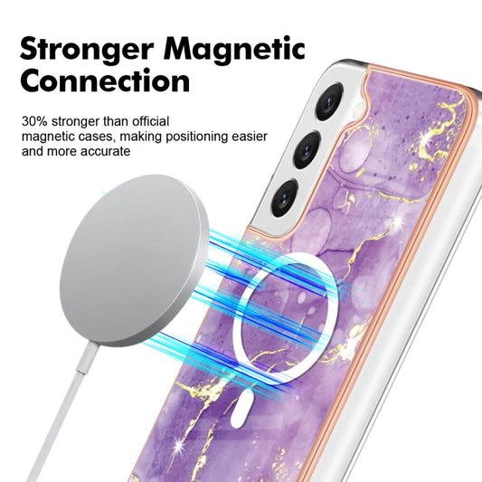 For Samsung Galaxy S22+ 5G Marble Pattern Dual-side IMD Magsafe TPU Phone Case(Purple 002) by buy2fix