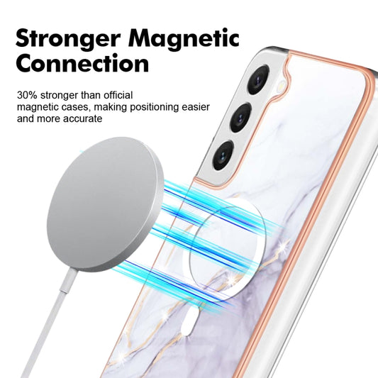For Samsung Galaxy S23+ 5G Marble Pattern Dual-side IMD Magsafe TPU Phone Case(White 006) by buy2fix