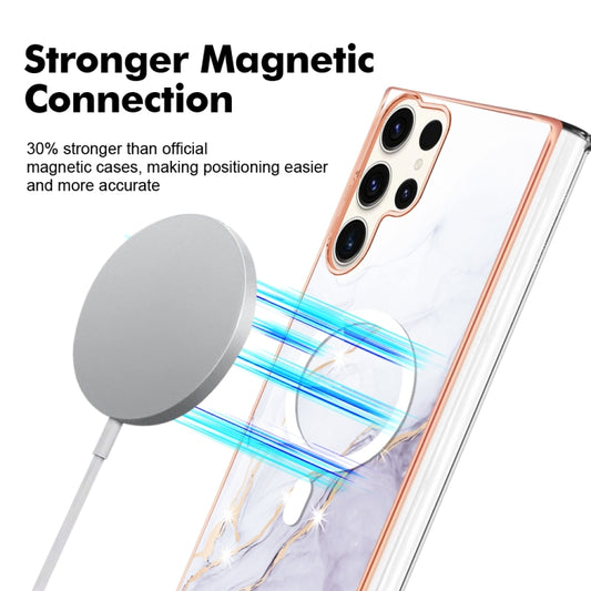 For Samsung Galaxy S23 Ultra 5G Marble Pattern Dual-side IMD Magsafe TPU Phone Case(White 006) by buy2fix