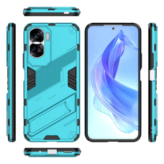 For Honor 90 Lite 5G Global Punk Armor 2 in 1 PC + TPU Phone Case with Holder(Blue) by buy2fix