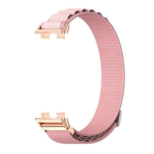 For Huawei Band 8 / 9 / 10 Mijobs Nylon Breathable Watch Band(Pink+Rose Gold) by MIJOBS