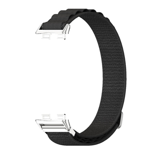 For Huawei Band 8 / 9 / 10 Mijobs Nylon Breathable Watch Band(Black+Silver) by MIJOBS