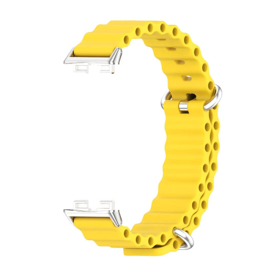 For Huawei Band 8 / 9 / 10 Mijobs Marine Silicone Breathable Watch Band(Yellow+Silver) by MIJOBS