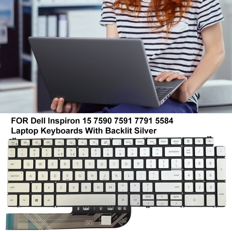 For Dell Inspiron 15 7590 / 7791 / 5584 US Version Backlight Laptop Keyboard(Silver) by buy2fix