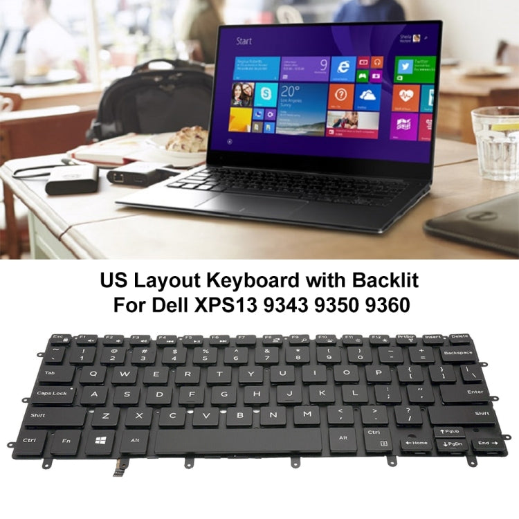 For Dell XPS 13 9343 13 9350 9360 US Version Backlight Laptop Keyboard(Black) by buy2fix