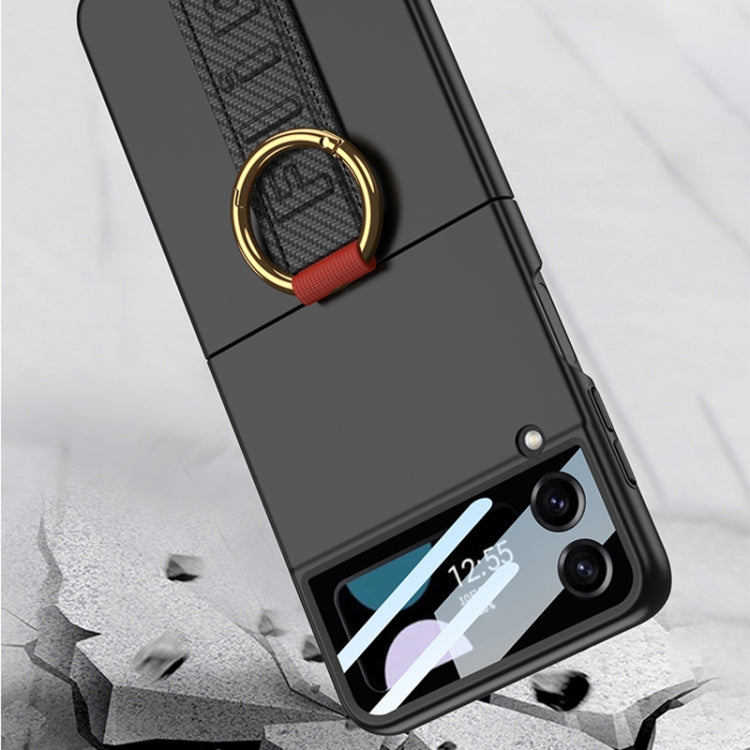 For Samsung Galaxy Z Flip3 5G GKK Integrated Ultrathin Shockproof Phone Case with Ring Wrist Strap(Black) by GKK