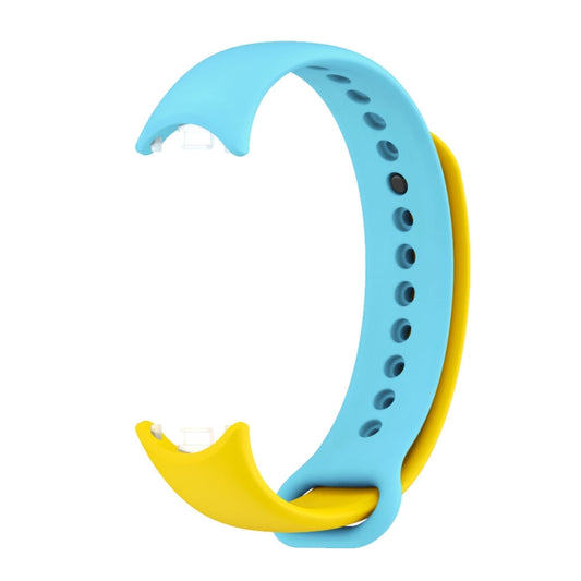 For Xiaomi Mi Band 8 Mijobs Dual Color Silicone Watch Band(Yellow+Blue) by MIJOBS