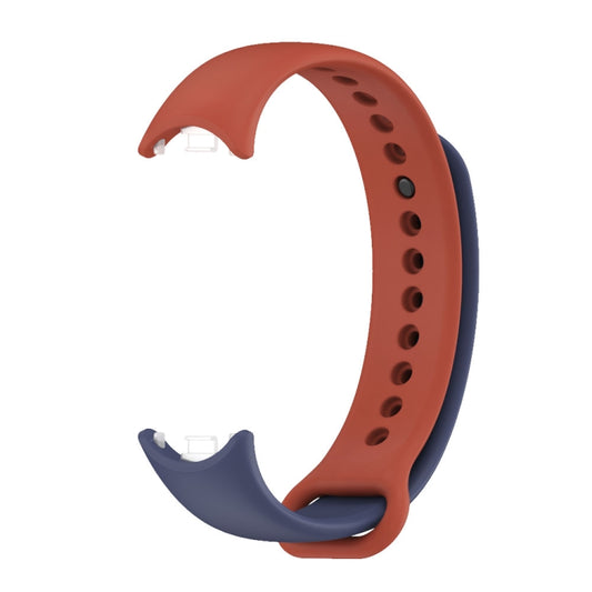 For Xiaomi Mi Band 8 Mijobs Dual Color Silicone Watch Band(Midnight Blue+Orange) by MIJOBS