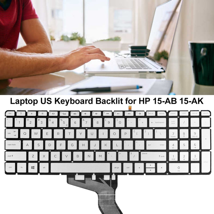 For HP 15-AB / 15-AK US Version Laptop Backlight Keyboard(Silver) by buy2fix