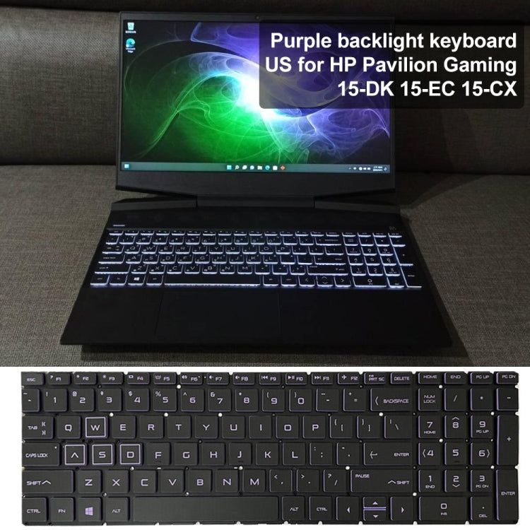 For HP Pavilion Gaming 15-DK US Version Laptop Backlight Keyboard(Purple) by buy2fix