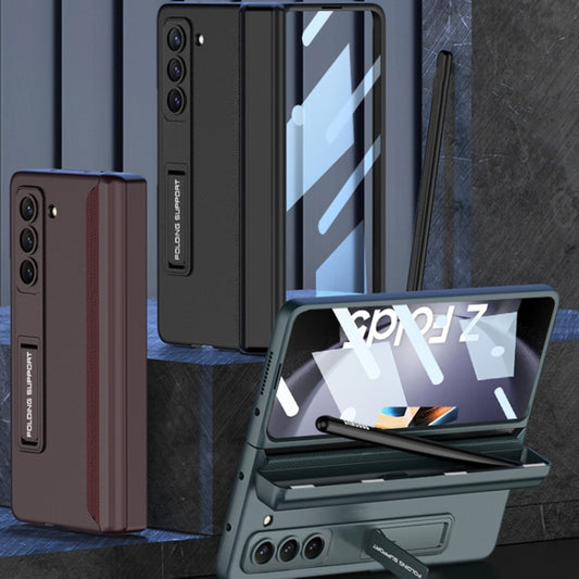 For Samsung Galaxy Z Fold5 GKK Integrated Magnetic Full Coverage Phone Flip Case with Pen Box(Grey) by GKK