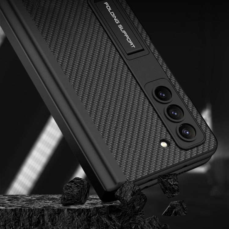 For Samsung Galaxy Z Fold5 GKK Integrated Magnetic Flip Plain Leather Phone Case with Pen Box(Carbon Fiber) by GKK
