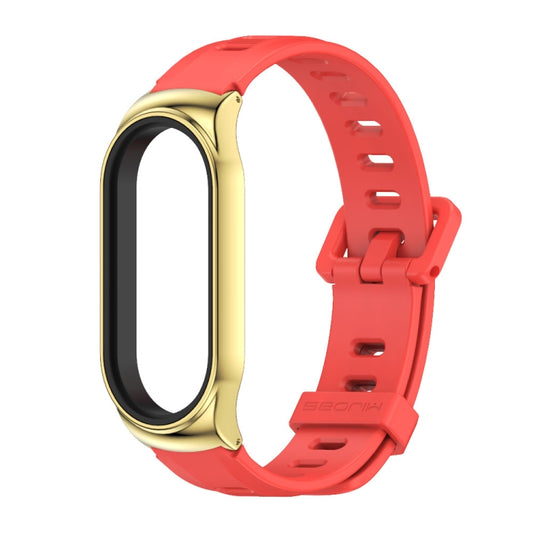 For Xiaomi Mi Band 8 Mijobs CS Case Flat Hole Silicone Watch Band(Red Gold) by MIJOBS
