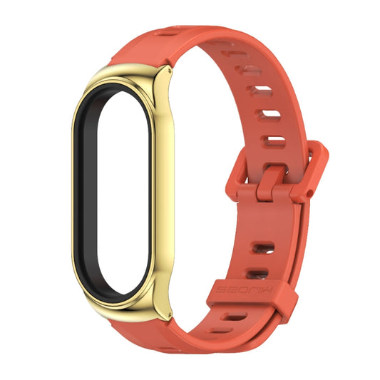 For Xiaomi Mi Band 8 Mijobs CS Case Flat Hole Silicone Watch Band(Orange Gold) by MIJOBS