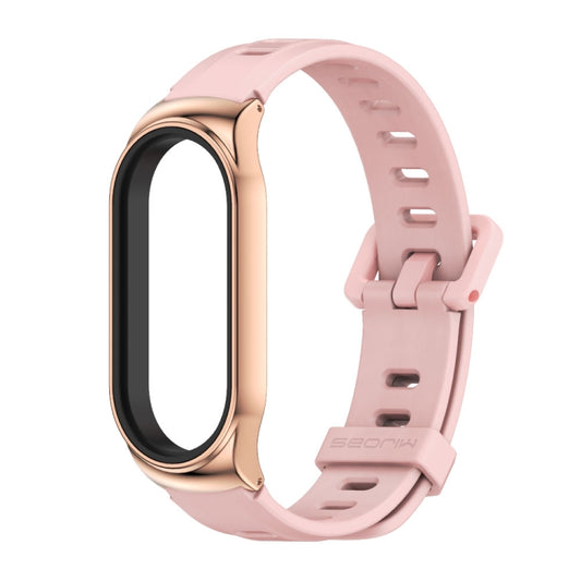 For Xiaomi Mi Band 8 Mijobs CS Case Flat Hole Silicone Watch Band(Pink Rose Gold) by MIJOBS