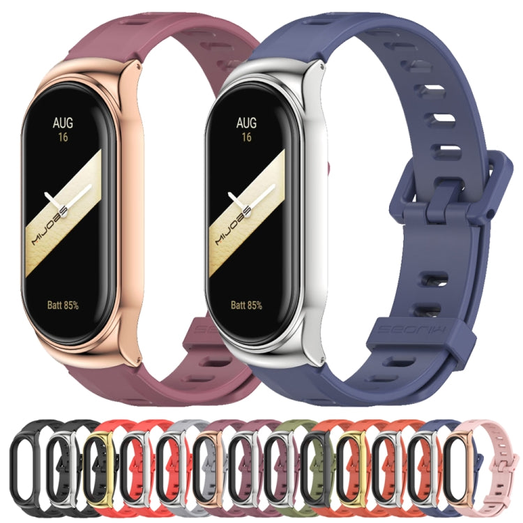 For Xiaomi Mi Band 8 Mijobs CS Case Flat Hole Silicone Watch Band(Pink Rose Gold) by MIJOBS