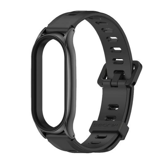 For Xiaomi Mi Band 8 Mijobs Plus Case Flat Hole Silicone Watch Band(Black) by MIJOBS