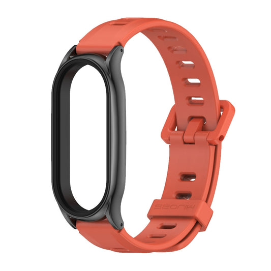 For Xiaomi Mi Band 8 Mijobs Plus Case Flat Hole Silicone Watch Band(Orange Black) by MIJOBS