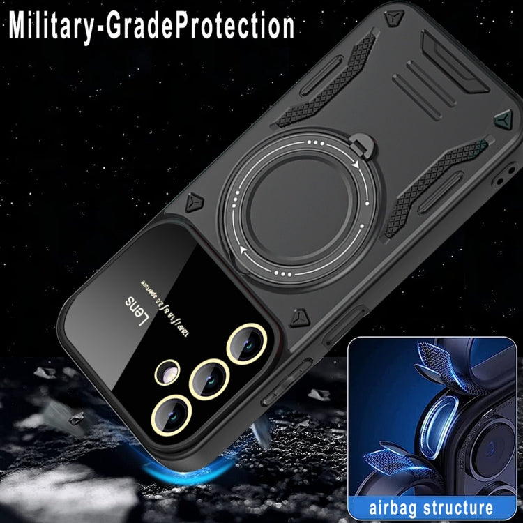 For Samsung Galaxy A14 5G Large Window MagSafe Holder Phone Case(Black) by buy2fix