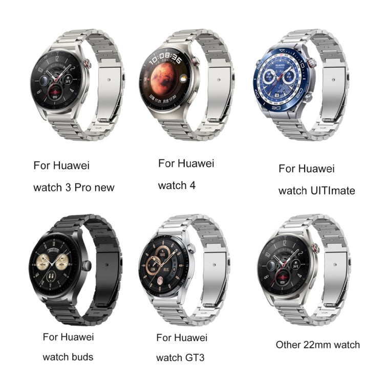 22mm Three Strains Jump Buckle Titanium Metal Watch Band(Silver) by buy2fix