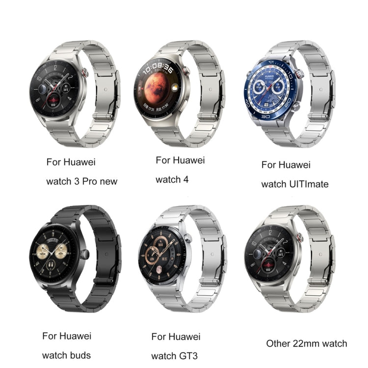 22mm Three Strains Uplift Turtle Buckle Titanium Metal Watch Band(Black) by buy2fix