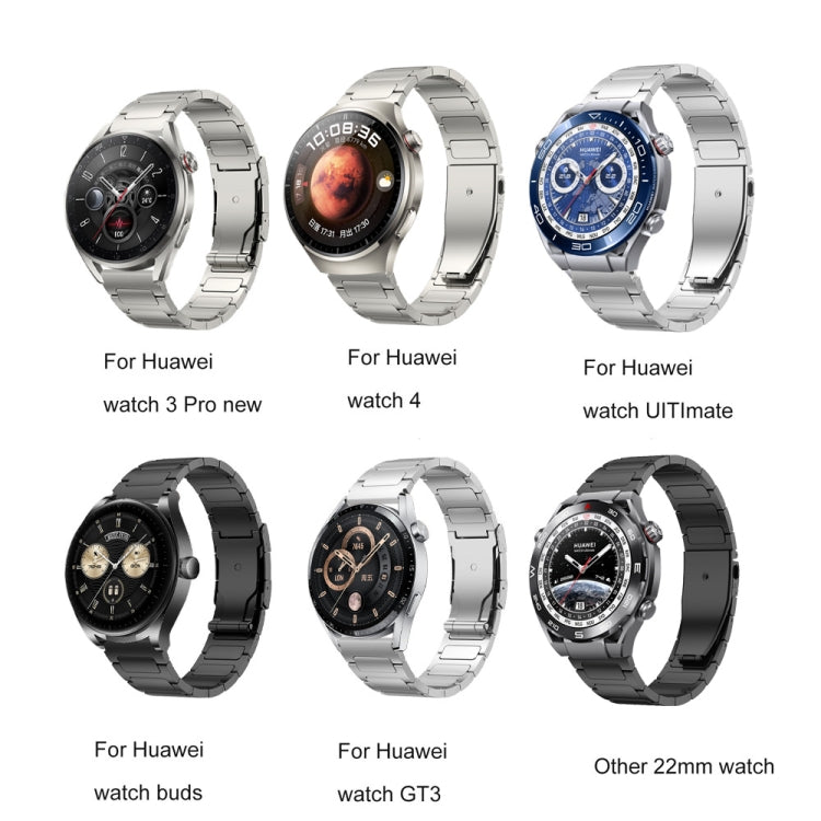 22mm Three Strains Uplift Jump Buckle Titanium Metal Watch Band(Silver) by buy2fix