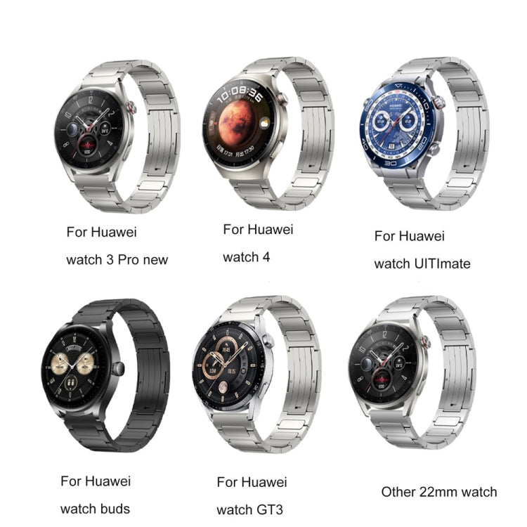 22mm Three Strains Uplift HW Buckle Titanium Metal Watch Band(Black) by buy2fix