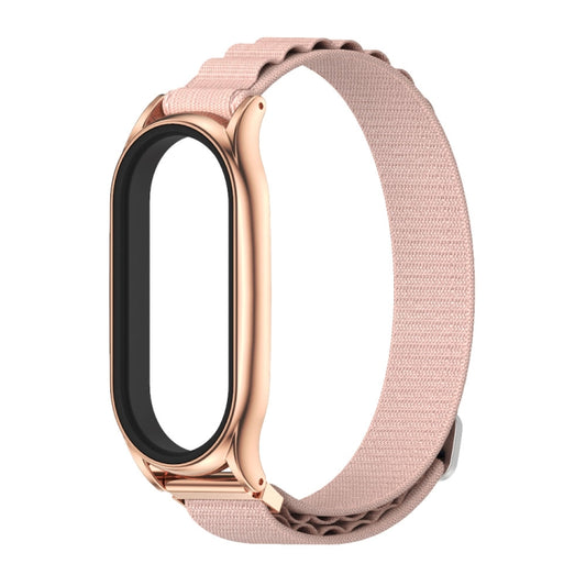 For Xiaomi Mi Band 8 Mijobs Plus Case Nylon Breathable Watch Band(Pink Rose Gold) by MIJOBS