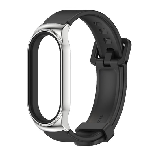 For Xiaomi Mi Band 8 Mijobs CS Case Silicone Watch Band(Black Silver) by MIJOBS