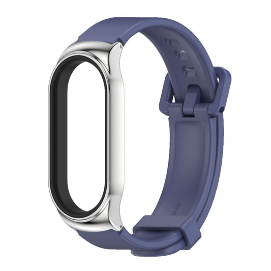 For Xiaomi Mi Band 8 Mijobs CS Case Silicone Watch Band(Midnight Blue Silver) by MIJOBS