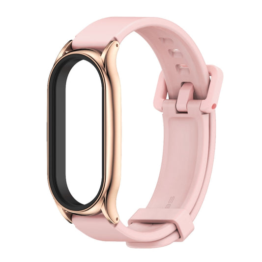 For Xiaomi Mi Band 8 Mijobs Plus Case Silicone Watch Band(Pink Rose Gold) by MIJOBS
