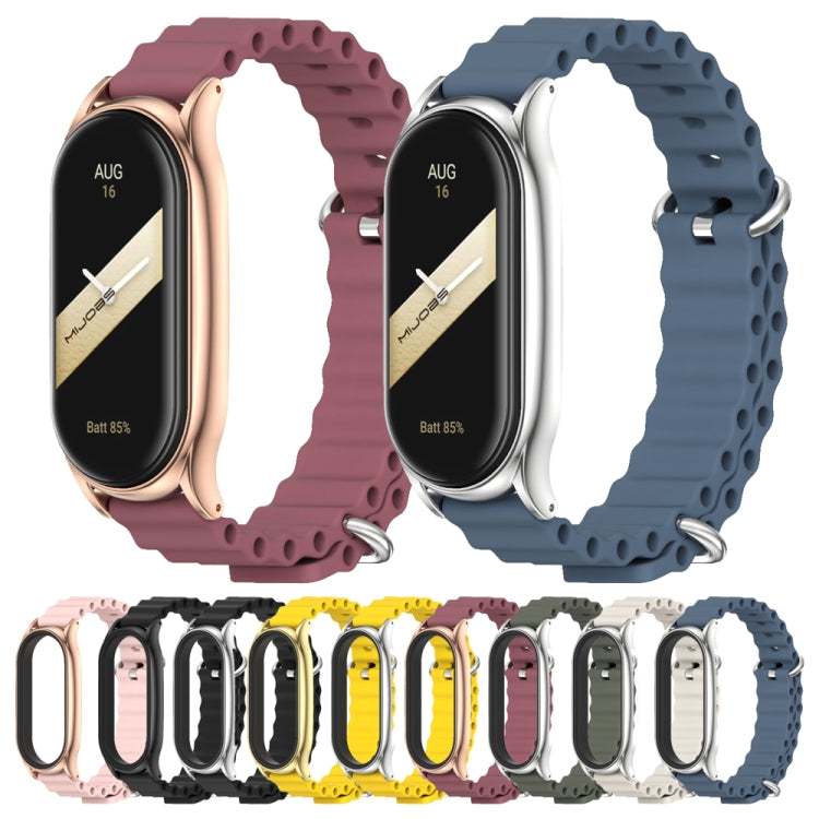 For Xiaomi Mi Band 8 Mijobs Plus Case Marine Silicone Breathable Watch Band(Yellow Gold) by MIJOBS