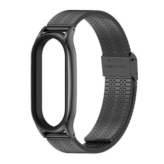 For Xiaomi Mi Band 8 Mijobs Plus Case Metal Watch Band(Black) by MIJOBS