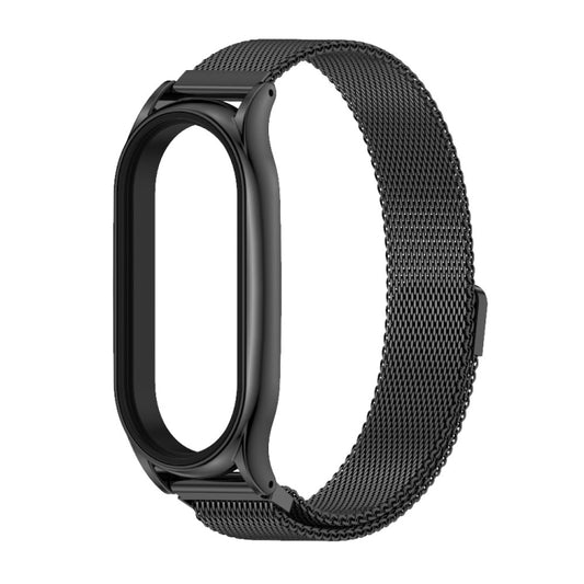 For Xiaomi Mi Band 8 Mijobs Plus Case Milan Magnetic Stainless Steel Watch Band(Black) by MIJOBS