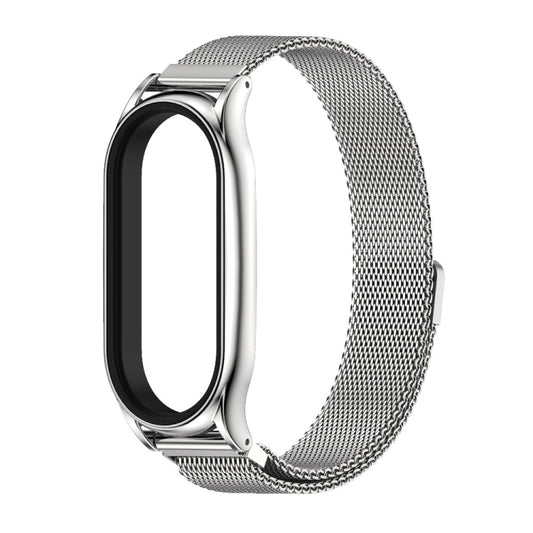 For Xiaomi Mi Band 8 Mijobs Plus Case Milan Magnetic Stainless Steel Watch Band(Silver) by MIJOBS