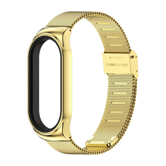For Xiaomi Mi Band 8 Mijobs CS Case Milan Buckle Metal Watch Band(Gold) by MIJOBS