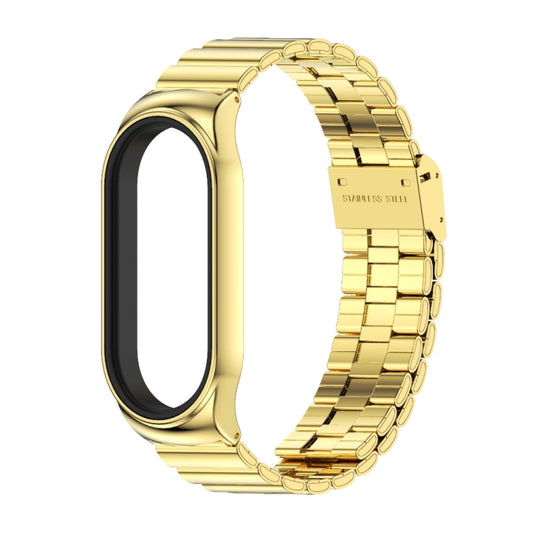 For Xiaomi Mi Band 8 Mijobs CS Case Bamboo Buckle Metal Watch Band(Gold) by MIJOBS