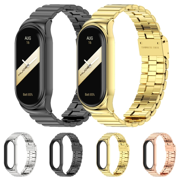For Xiaomi Mi Band 8 Mijobs CS Case Bamboo Buckle Metal Watch Band(Gold) by MIJOBS
