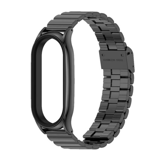 For Xiaomi Mi Band 8 Mijobs Plus Case Bamboo Buckle Metal Watch Band(Black) by MIJOBS