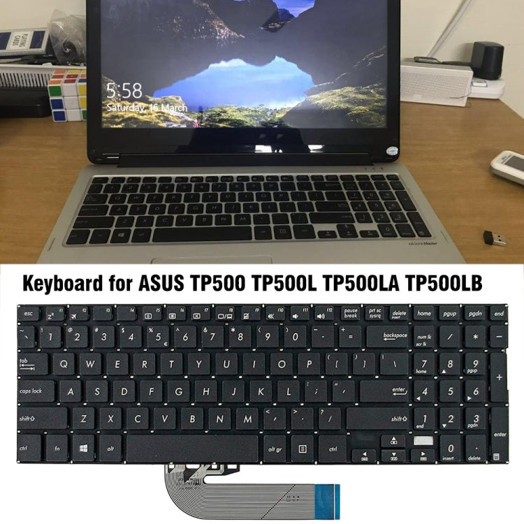 For ASUS TP500 TP500L TP500LA/LB TP500LN US Version Laptop Keyboard(Black) by buy2fix