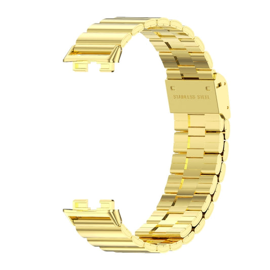 For Huawei Band 8 / 9 / 10 Mijobs Bamboo Buckle Stainless Steel Watch Band(Gold) by MIJOBS