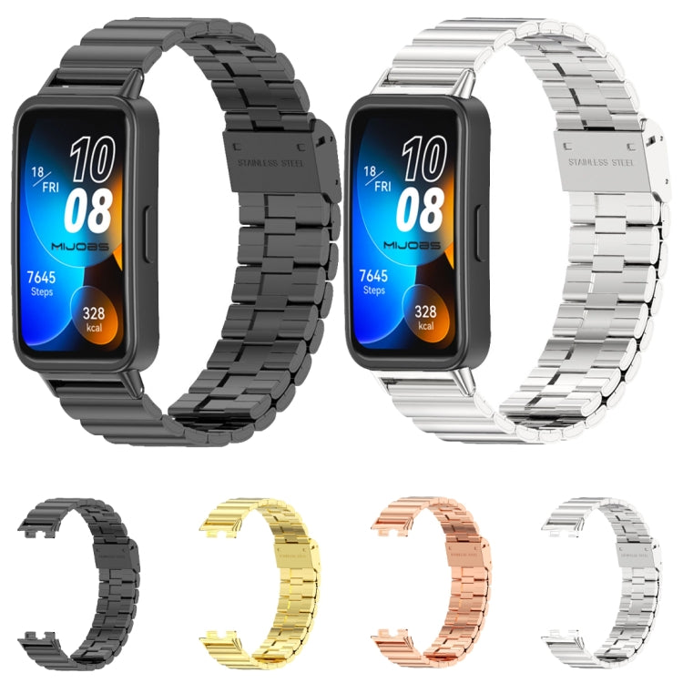 For Huawei Band 8 / 9 / 10 Mijobs Bamboo Buckle Stainless Steel Watch Band(Silver) by MIJOBS